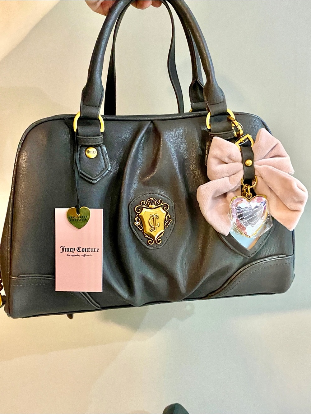 Juicy Couture Black Bow Accent Satchel Bag - Picture 1 of 5